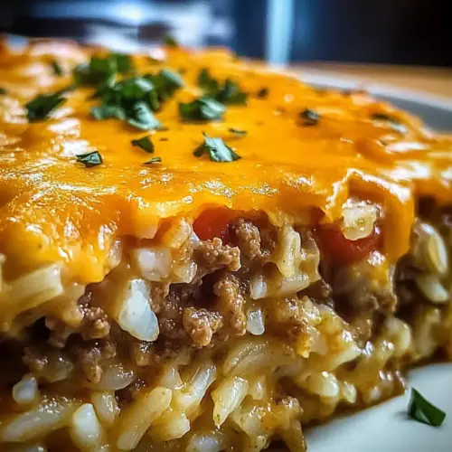 Cheesy Ground Beef and Rice Casserole