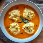 Hearty Tomato Soup with Cheese Dumplings for Cozy Nights