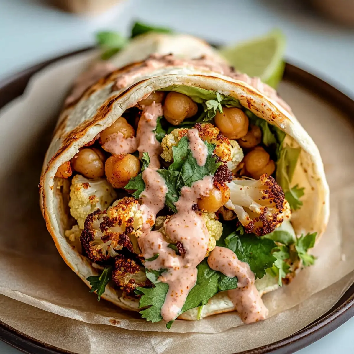 Chili Lime Chickpea Cauliflower Wrap