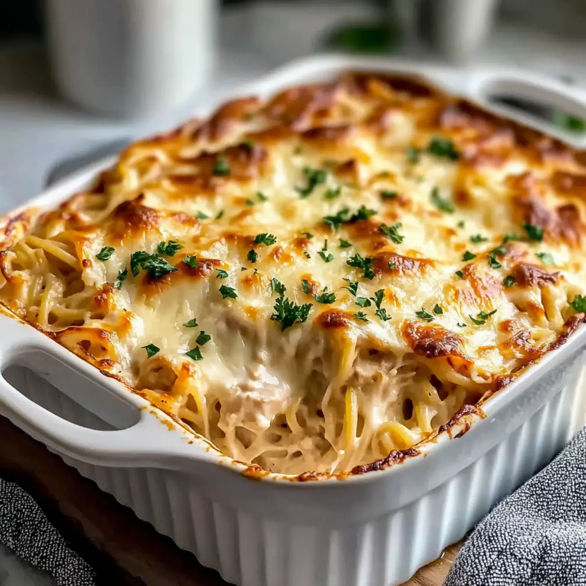 Creamy Italian Southern Chicken Spaghetti Casserole