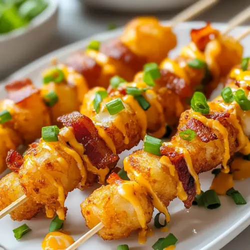 Loaded Tater Tot Skewers