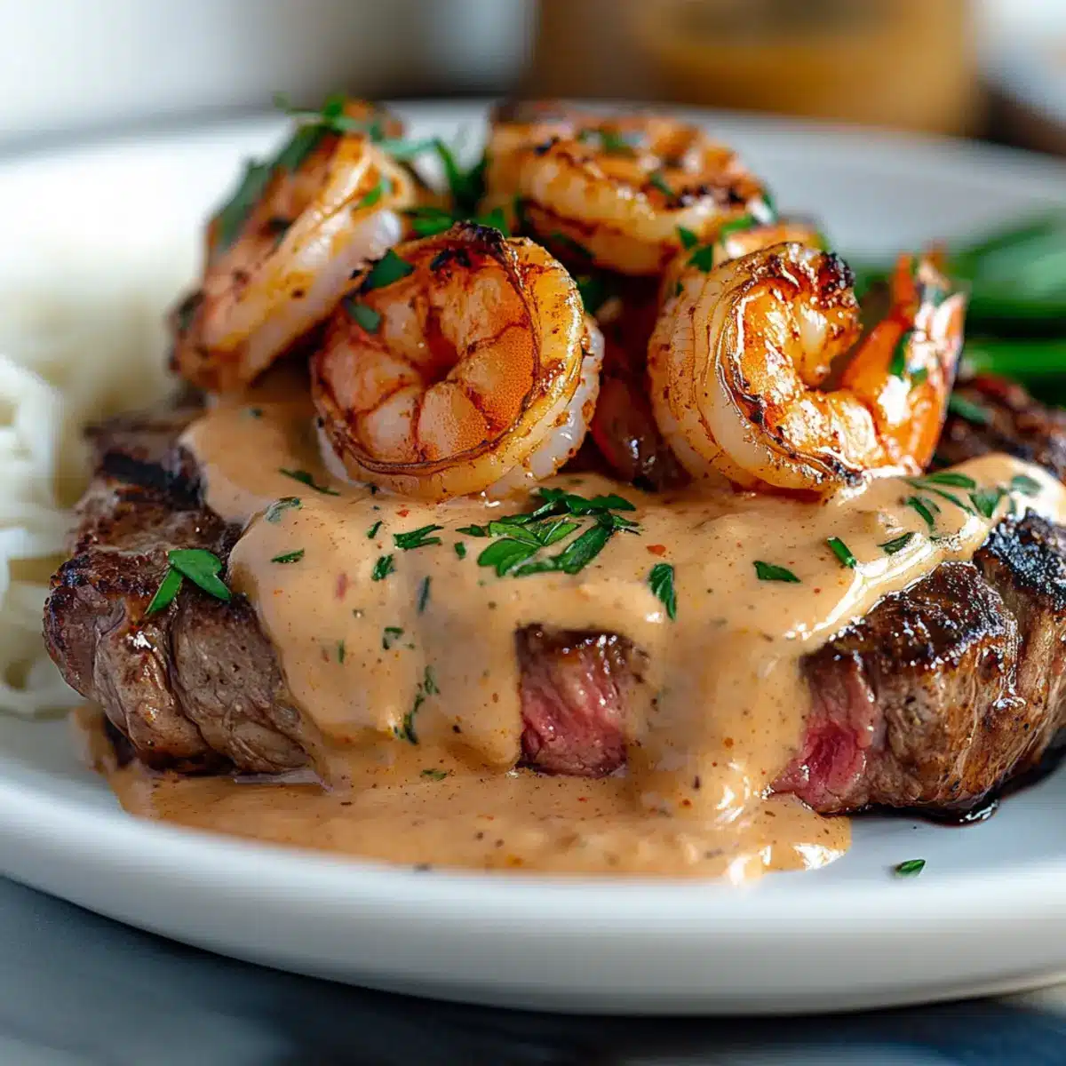 Steak With Cajun Shrimp Sauce
