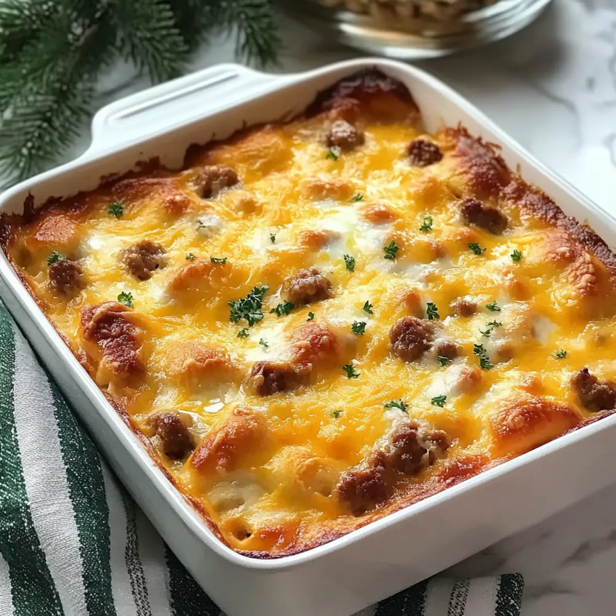 Overnight Make Ahead Crescent Roll Breakfast Casserole