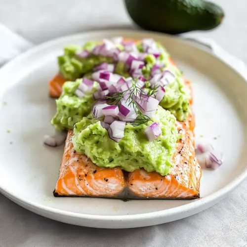 Baked Salmon with Avocado Mash