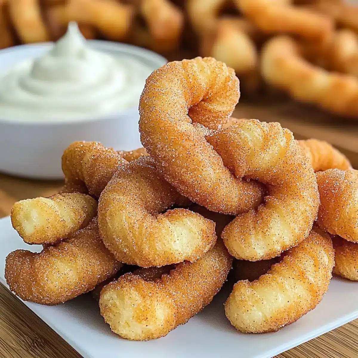 Air Fryer Cinnamon Sugar Twists With Cream Cheese Dip