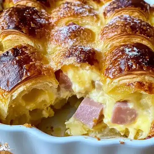 Ham and Cheese Croissant Breakfast Casserole