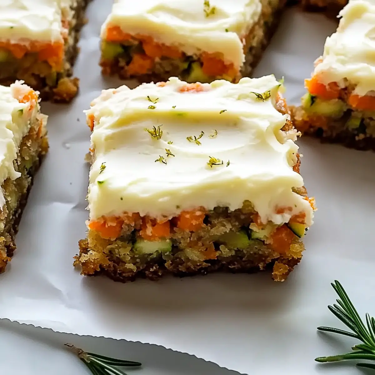 Spiced Ginger Carrot and Zucchini Bars with Lemon Cream Cheese Frosting