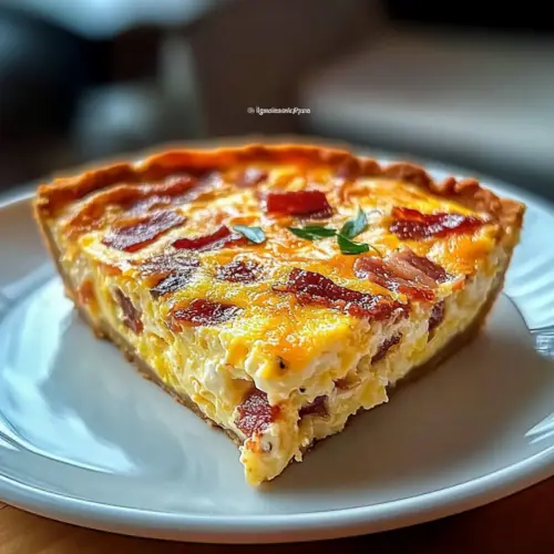 Quick & Creamy Bacon and Cheese Crustless Quiche Recipe