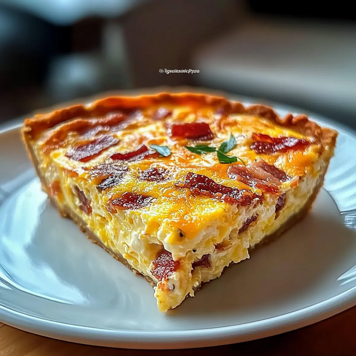 Quick & Creamy Bacon and Cheese Crustless Quiche Recipe
